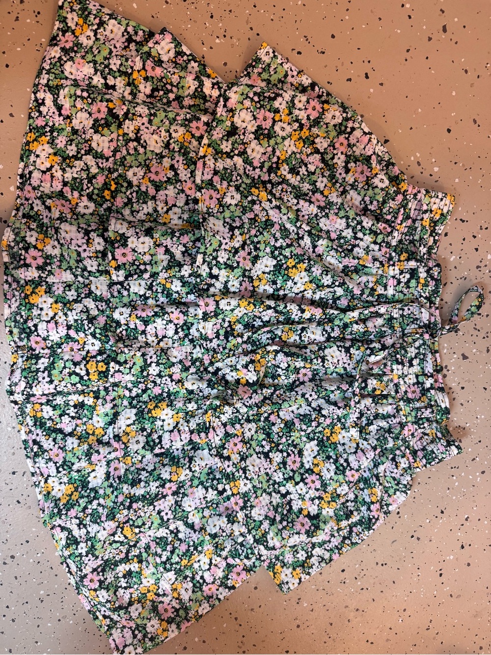 Floral Tiered Mini Skirt in Green & Black